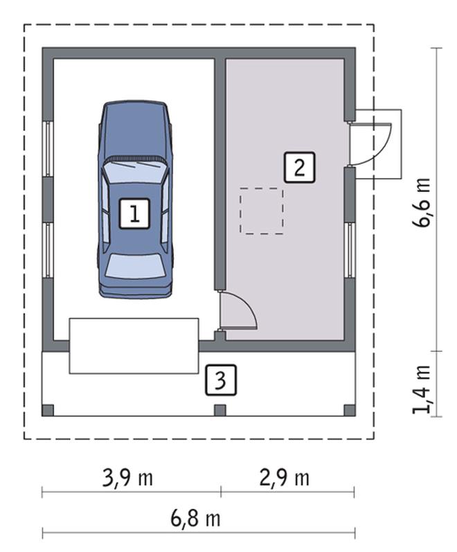 Garaż z pomieszczeniem gospodarczym i schowkiem GC48