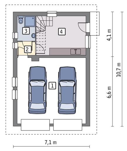 Garaż z poddaszem i pomieszczeniem gospodarczym