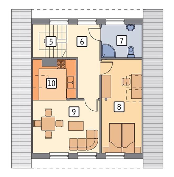 Garaż z poddaszem, z częścią rekreacyjną GC79