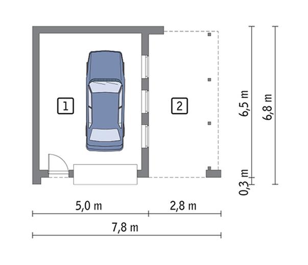 Garaż z wiatą GC86