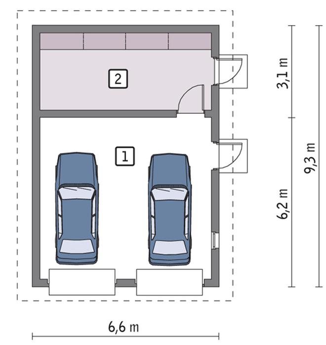 Garaż z pomieszczeniem gospodarczym GC90