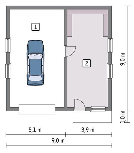 Garaż z pomieszczeniem gospodarczym GC93