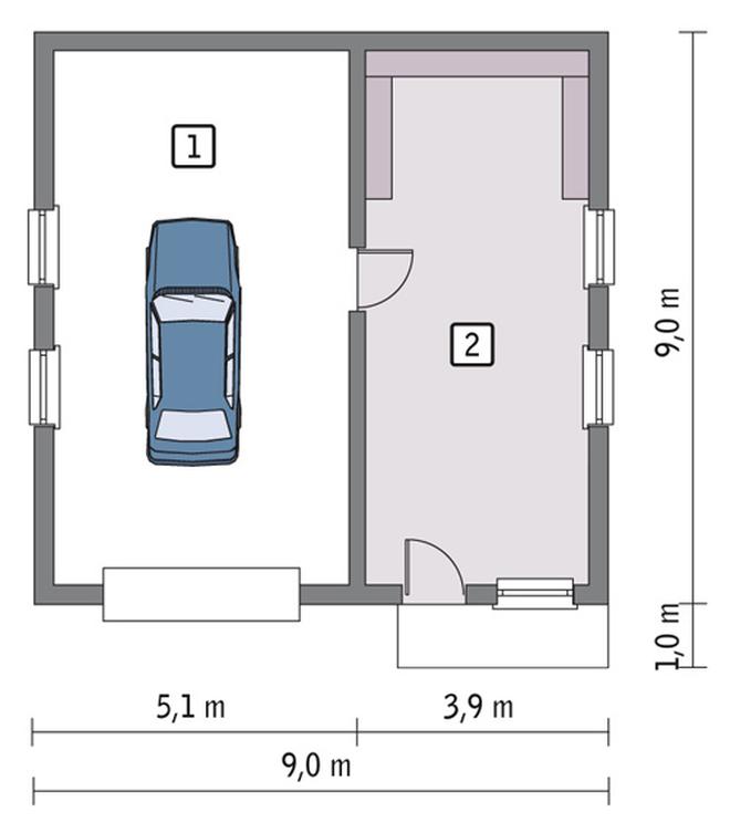 Garaż z pomieszczeniem gospodarczym GC93