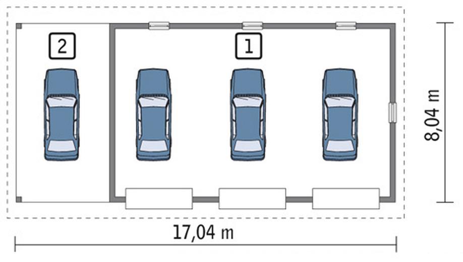 Budynek garażowo-magazynowy z wiatą GM03a