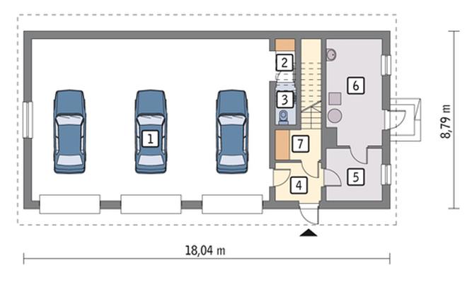 Budynek garażowo-magazynowy z częścią mieszkalną GM04