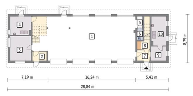 Magazyn z poddaszem mieszkalno-gospodarczym GM04a