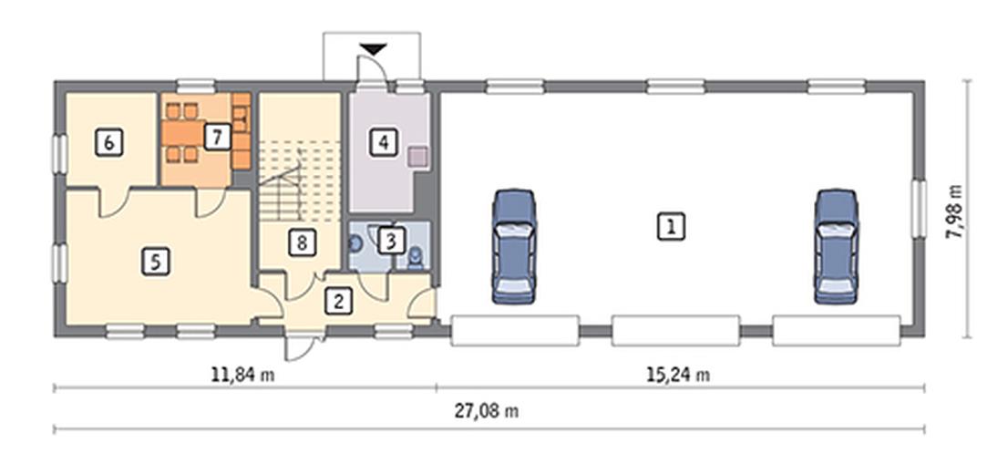 Budynek garażowo-magazynowy z częścią pomocniczą i poddaszem gospodarczym GM05