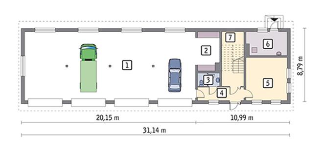 Budynek garażowo-magazynowy z częścią biurową i poddaszem gospodarczym GM06
