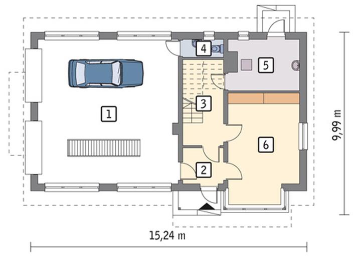 Budynek garażowo-magazynowy z poddaszem mieszkalnym GM07a