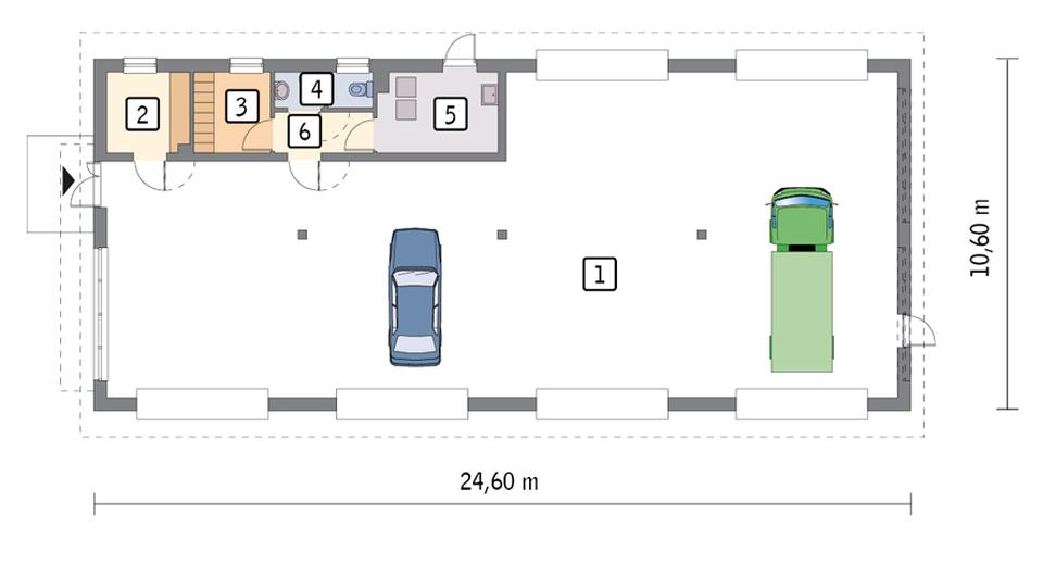Budynek garażowo-magazynowy z częścią pomocniczą GM12