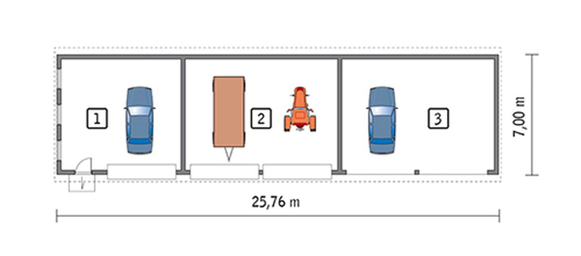 Budynek garażowo-magazynowy z wiatą GMC02