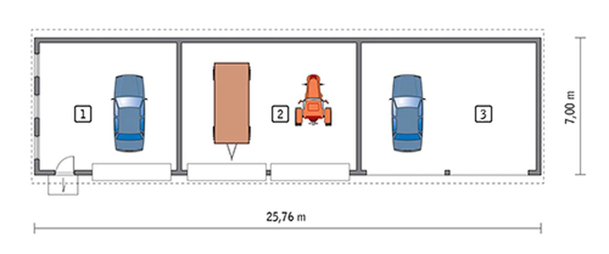 Budynek garażowo-magazynowy z wiatą garażowo-magazynową GMC02a