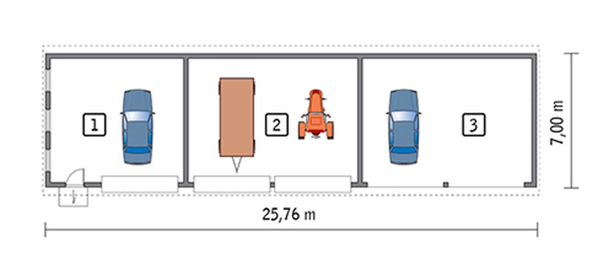 Budynek garażowo-magazynowy z wiatą garażowo-magazynową GMC02b