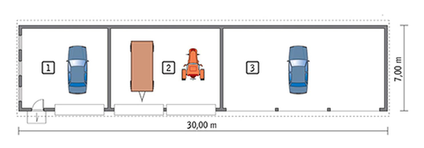 Budynek garażowo-magazynowy z wiatą GMC03c