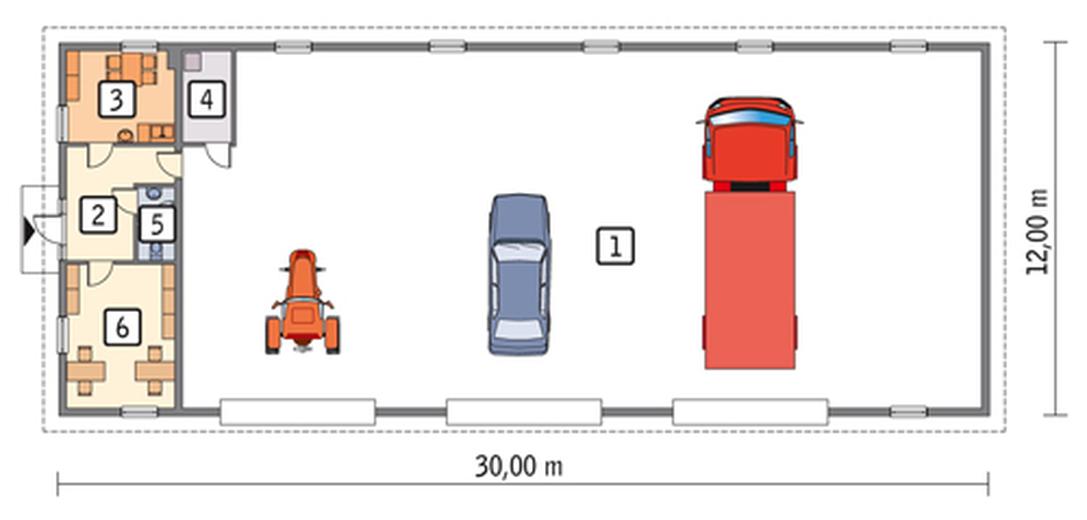 Budynek garażowo-magazynowy z pom. pomocniczymi GMC04e