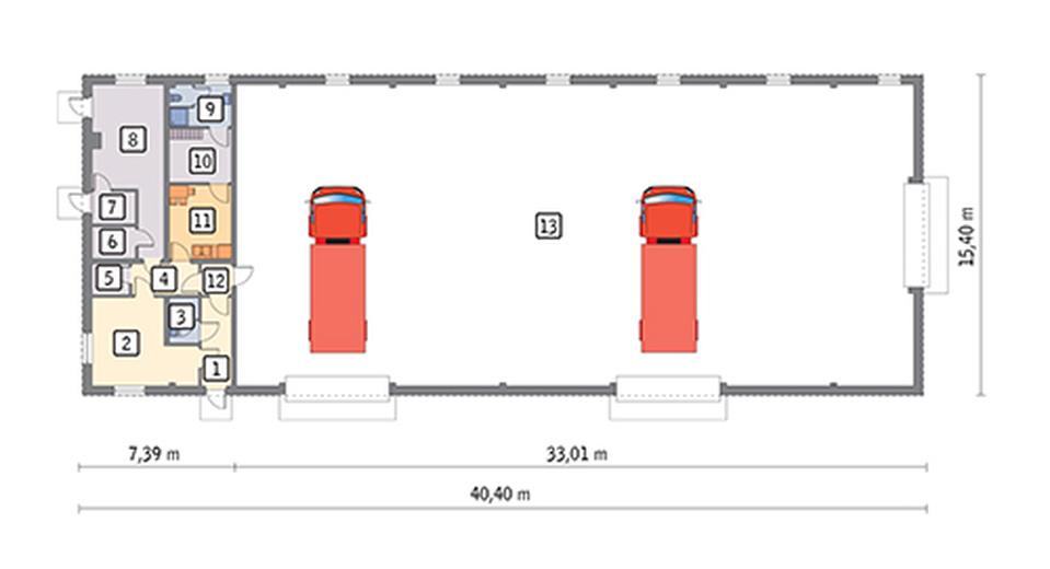 Budynek garażowo-magazynowy z częścią socjalno-biurową GMC05b