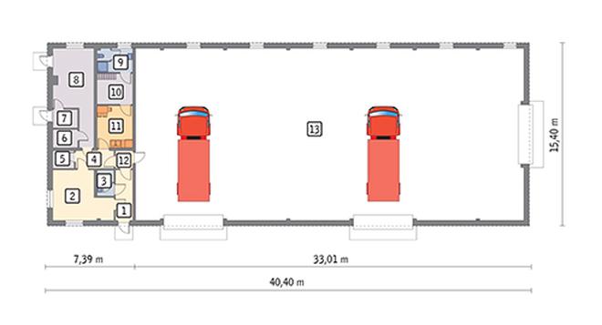 Budynek garażowo-magazynowy z częścią socjalno-biurową GMC05b