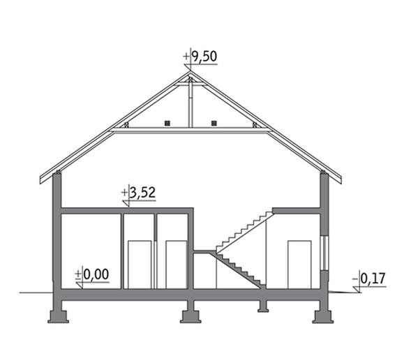 Budynek garażowo-magazynowy z pom. pomocniczymi i poddaszem gospodarczym GMC14b