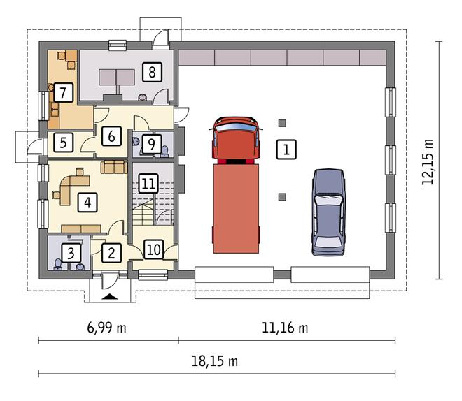 Budynek garażowo-magazynowy z pom. pomocniczymi i poddaszem gospodarczym GMC14c