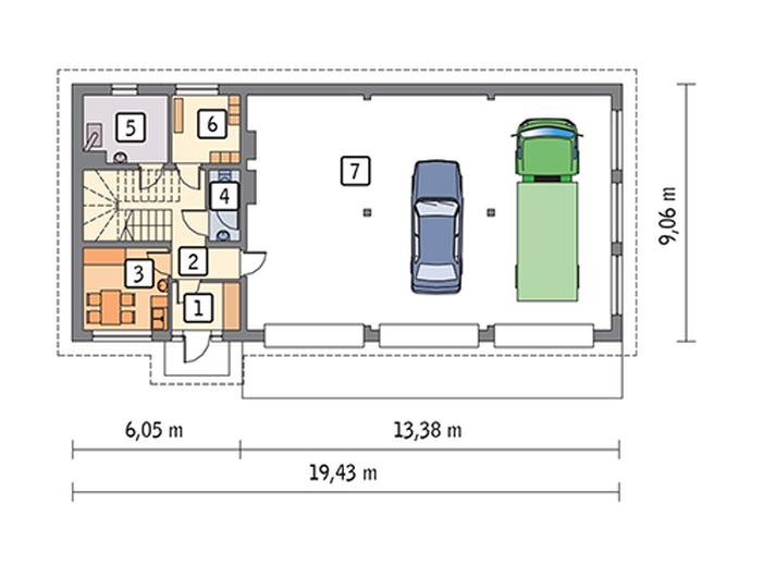 Budynek garażowo-magazynowy z częścią mieszkalną GMC18c