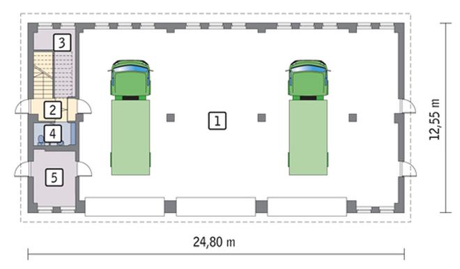 Budynek garażowo-magazynowy z poddaszem użytkowym GMC27a