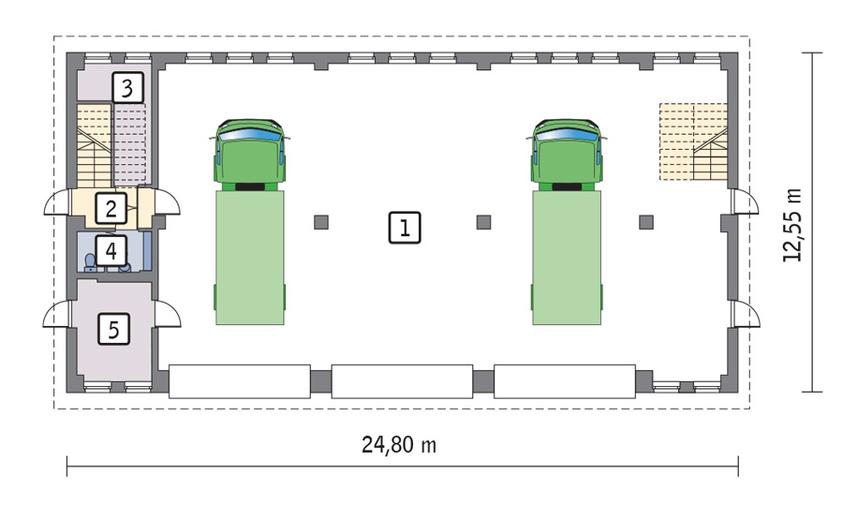 Budynek garażowo-magazynowy z poddaszem mieszkalno-gospodarczym GMC27b