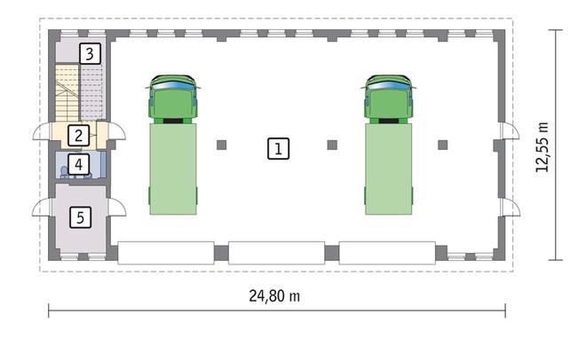 Budynek garażowo-magazynowy z poddaszem użytkowym GMC27c