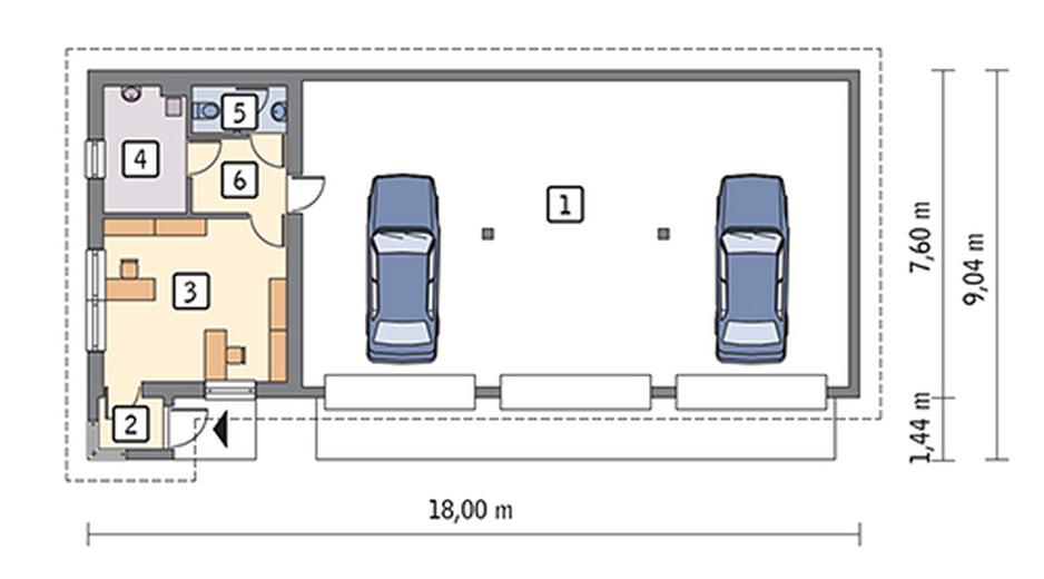 Budynek garażowo-magazynowy z częścią pomocniczą GMC28