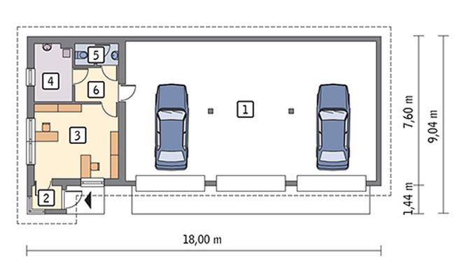 Budynek garażowo-magazynowy z częścią pomocniczą GMC28a