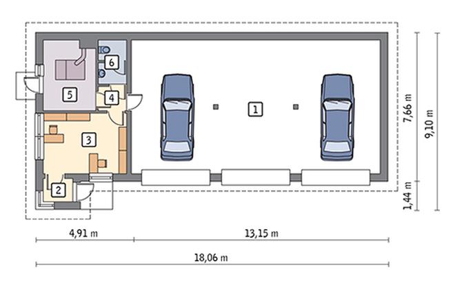 Budynek garażowo-magazynowy z częścią pomocniczą GMC28b