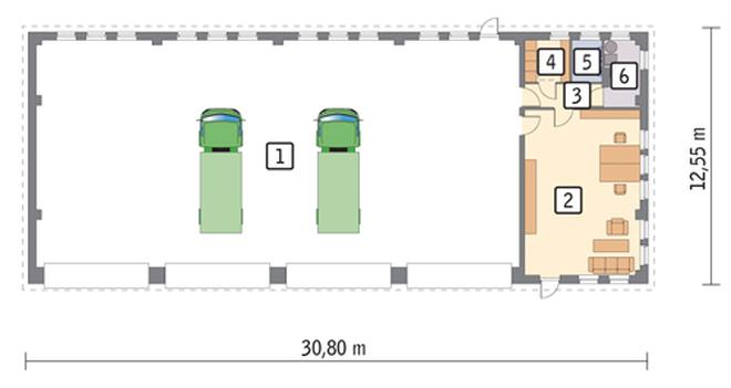 Budynek garażowo-magazynowy z pom. pomocniczymi GMC30a