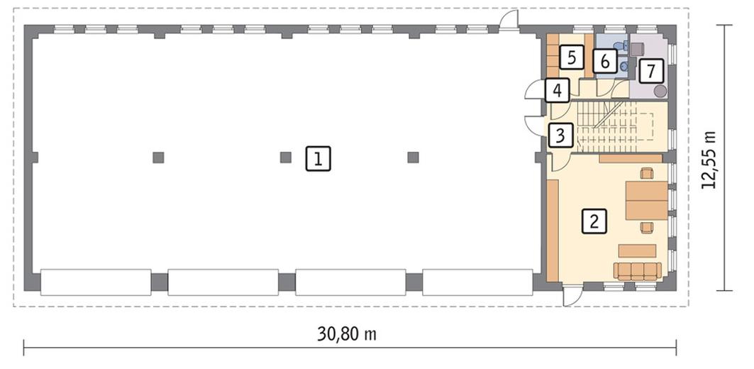 Budynek garażowo-magazynowy z pom. pomocniczymi  i poddaszem użytkowym GMC30c