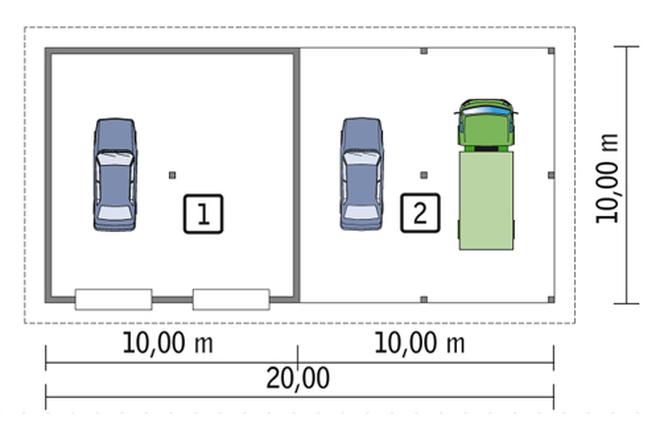 Budynek garażowo-magazynowy z wiatą GMC34