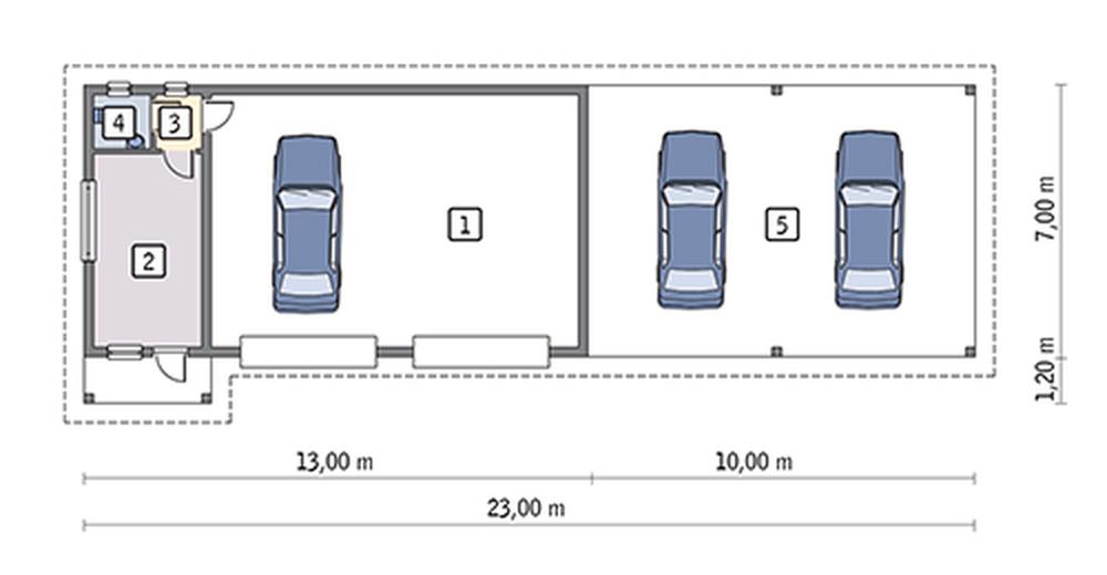 Budynek garażowo-magazynowy z wiatą i pom. pomocniczymi GMC37