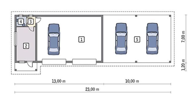 Budynek garażowo-magazynowy z wiatą i pom. pomocniczymi GMC37