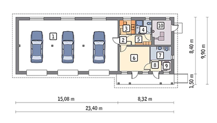 Budynek garażowo-magazynowy z częścią pomocniczą GMC38a