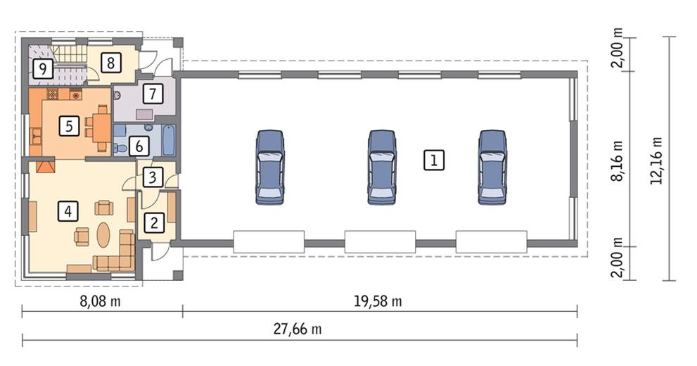 Budynek garażowo-magazynowy z cześcią mieszkalną GMC44