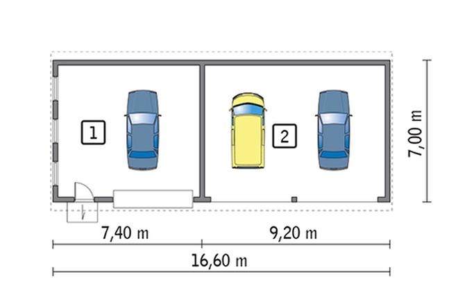 Budynek garażowo-magazynowy z wiatą GMC48c
