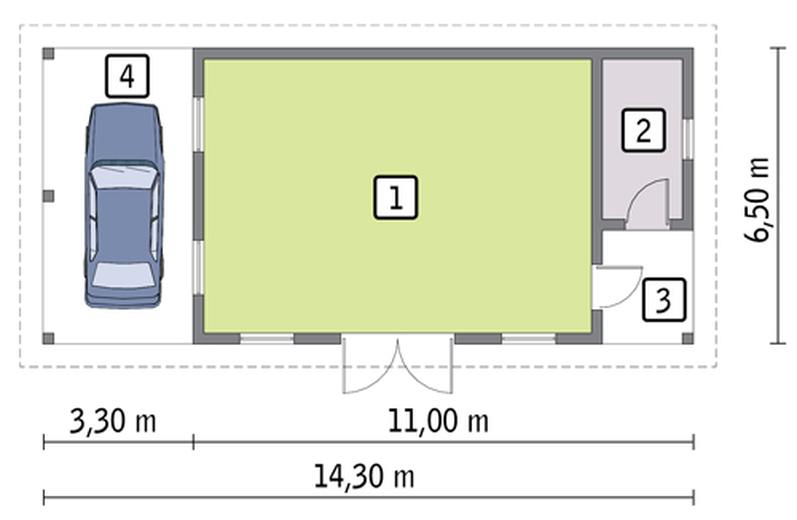 Budynek inwentarsko-gospodarczy z wiatą garażową IGC22