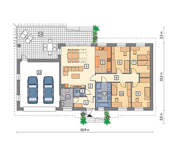 Przystępny - wariant II (z wentylacją mechaniczną i rekuperacją)
