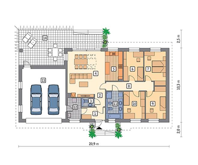 Przystępny - wariant II (z wentylacją mechaniczną i rekuperacją)