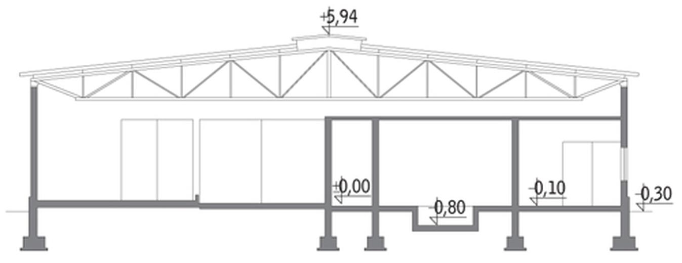 Obora dla 43 krów mlecznych, wolnostanowiskowa (boksowa), na płytkiej ściółce OC01