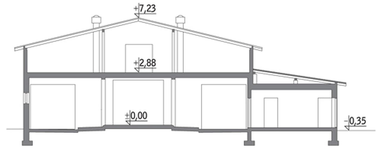 Obora dla 42 krów mlecznych, uwięziona (stanowiskowa), na płytkiej ściółce