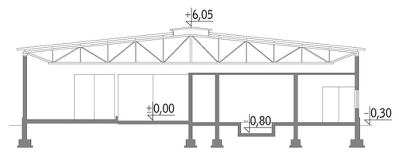 Obora dla 66 krów mlecznych, wolnostanowiskowa, na płytkiej ściółce OC04 