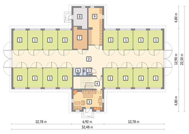 Stajnia dla 16 koni z częścią mieszkalną S01a 