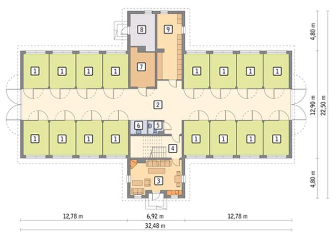 Stajnia dla 16 koni z częścią mieszkalną S01a 