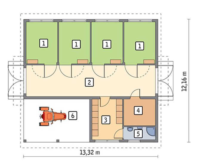 Stajnia dla 4 koni S02a