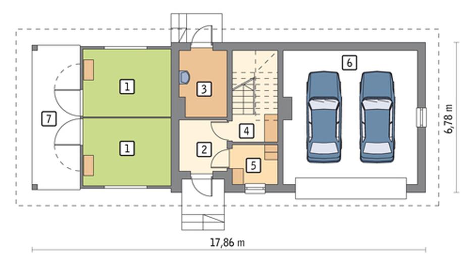 Stajnia dla 2 koni, z częścią mieszkalną S09a