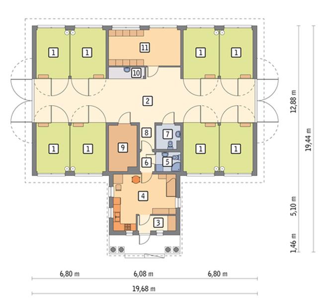 Stajnia dla 8 koni z częścią mieszkalną S15a