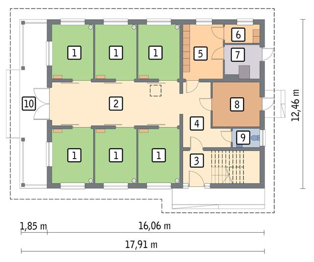 Stajnia dla 6 koni z częścią mieszkalną i składową SC04